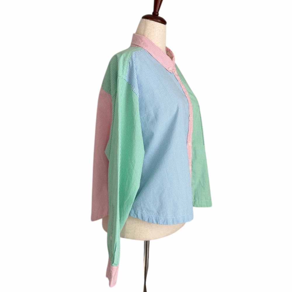 American Eagle Colorblock Gingham Button Down Shi… - image 3